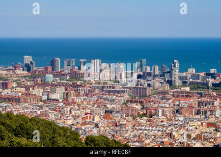 Vista aerea sul centro di Barcellona Foto Stock