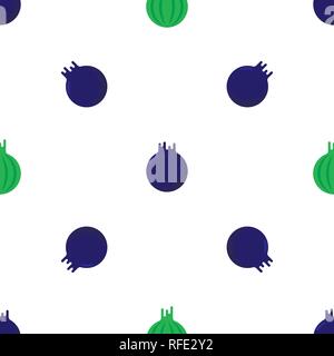 Piatto senza cuciture design texture con mirtillo e ribes in fresco stile piatto. Illustrazione Vettoriale