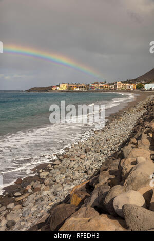 Spagna Isole Canarie La Gomera. Valle Gran Rey. Spiaggia chiamata La Playa. Foto Stock