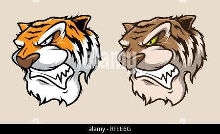 Roaring Tiger. Testa di Tiger Mascot Illustrazione Vettore Illustrazione Vettoriale