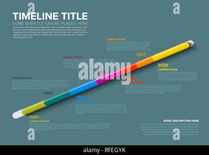 Vettore diagonale vetroso ed infografico AZIENDA Pietre miliari Timeline modello con date e altre informazioni - verde acqua scuro versione Illustrazione Vettoriale