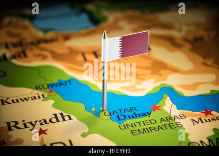 Il Qatar marcati con un contrassegno sulla mappa Foto Stock