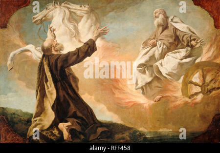 Elia prese in un carro di fuoco. Data: c. 1740/1755. Dimensioni: complessivo: 174.6 x 264.8 cm (68 3/4 x 104 1/4 in.) incorniciato: 207 x 302,3 x 10,1 cm (81 1/2 x 119 x 4 in.). Medium: olio su tela. Museo: National Gallery of Art di Washington DC. Autore: Giuseppe Angeli. Foto Stock