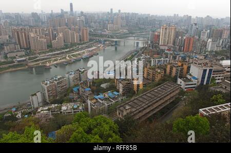 Lo Skyline di Yangtze, Chongqing, Provincia di Chongqing Cina Foto Stock