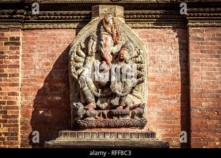 Divinità indù, Ganesha, tempio, Durbar Square, Patan, Valle di Kathmandu, regione dell Himalaya, Nepal Foto Stock