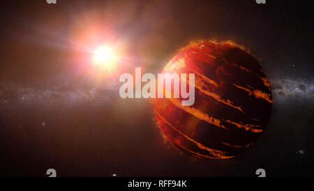 Hot Jupiter class exoplanet, gas pianeta gigante illuminato da un alieno star (spazio 3d'illustrazione) Foto Stock