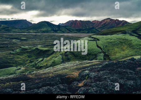 Surreale e colorato paesaggio di Islanda Foto Stock