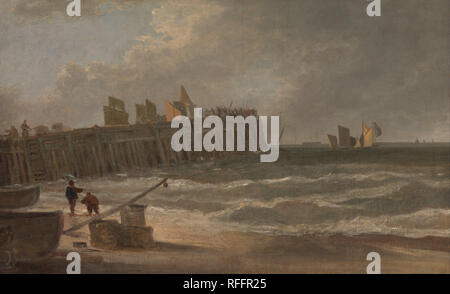 Yarmouth Jetty. Data/Periodo: Tra il 1810 e il 1811. La pittura. Olio su tela. Altezza: 521 mm (20,51 in); larghezza: 838 mm (32.99 in). Autore: John Crome. Foto Stock