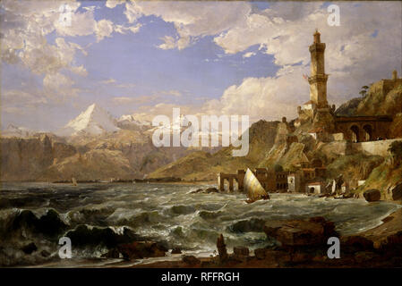 La Costa di Genova. Data/Periodo: 1854. La pittura. Olio su tela. Altezza: 1,225.55 mm (48.25 in); larghezza: 1,841.50 mm (72,50 in). Autore: Jasper Francis Cropsey. Foto Stock