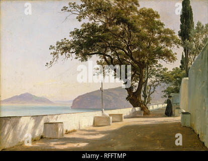 Terrazza con rovere, Sorrento. Data/Periodo: 1834. La pittura. Olje på lerret. Larghezza: 54 cm. Altezza: 39,5 cm. Autore: THOMAS FEARNLEY. Foto Stock