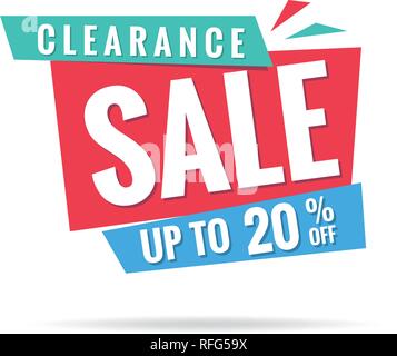Vol. 3 Vendita di liquidazione blu verde rosso 20 percento voce design per banner o poster. Vendita e sconti concetto. Illustrazione Vettoriale. Illustrazione Vettoriale