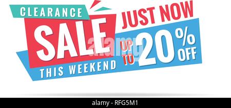 Vol. 3.2 La vendita di liquidazione blu verde rosso 20 percento voce design per banner o poster. Vendita e sconti concetto. Illustrazione Vettoriale. Illustrazione Vettoriale