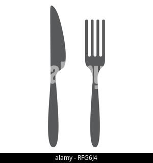 Coltello Forcella segno icona semplice in colori grigio Illustrazione Vettoriale