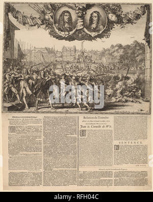 Afbeelding en waarachtigh Verhaal... (La rappresentazione della vera storia di Johan de Witt...). Data: 1672. Dimensioni: piastra: 32,4 x 43,1 cm (12 3/4 x 16 15/16 in.) foglio: 53,9 x 43,1 cm (21 1/4 x 16 15/16 in.). Medium: incisione e stampa tipografica su carta vergata. Museo: National Gallery of Art di Washington DC. Autore: ROMEYN DE HOOGHE. Foto Stock