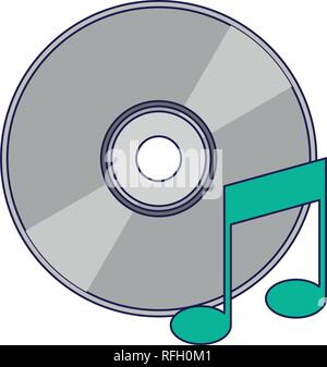 Musica cd rom con il simbolo di una nota Illustrazione Vettoriale