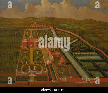 Denham Place, Buckinghamshire. Data/Periodo: ca. 1695. La pittura. Olio su tela. Altezza: 1.016 mm (40 in); larghezza: 1,264 mm (49.76 in). Autore: Artista sconosciuto. Foto Stock