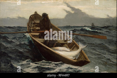 La nebbia di avvertimento / pesca halibut. Data/Periodo: 1885. La pittura. Olio su tela. Altezza: 76,8 cm (30,2 in); larghezza: 123,1 cm (48,5 in). Autore: Winslow Homer. Foto Stock