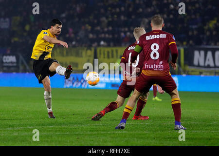 BREDA, Paesi Bassi, 25-01-2019, calcio, NAC Rat Verlegh Stadium, olandese eredivisie, stagione 2018/2019, NAC player Gianluca Nijholt, durante la partita NAC - ADO. Foto Stock