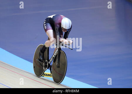 Manchester, Regno Unito. 25 gen 2019. Katie Archibold vince la femmina 3000m Inseguimento individuale finale nel Regno Unito Via Nazionale campionati, Manchester, UK Credit: Paul Greenwood/Alamy Live News Foto Stock