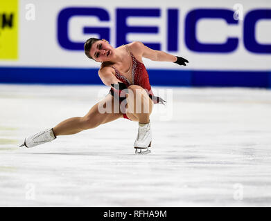 Detroit, Michigan, Stati Uniti d'America. 24 gen 2019. Hannah Miller compete nel Signore breve programma) durante la noi la figura pattinare campionato a Little Caesars Arena, Detroit, Michigan. Credito: Scott Hasse/ZUMA filo/Alamy Live News Foto Stock