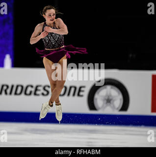 Detroit, Michigan, Stati Uniti d'America. 24 gen 2019. Mariah Bell compete nel Signore breve programma durante il noi la figura pattinare campionato a Little Caesars Arena, Detroit, Michigan. Credito: Scott Hasse/ZUMA filo/Alamy Live News Foto Stock