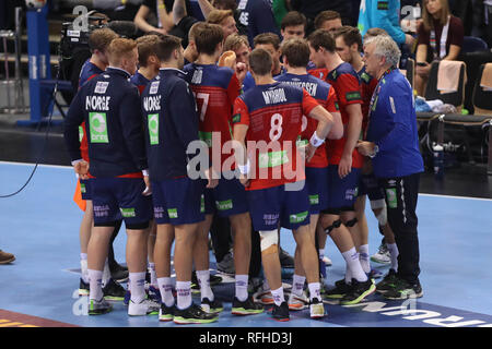 Amburgo, Germania. Il 25 gennaio 2019. Team Norvegia durante la IHF Uomini del Campionato del Mondo 2019, semi finale pallamano match tra la Germania e la Norvegia il 25 gennaio 2019 a Barclaycard Arena di Amburgo, Germania - Photo Laurent Lairys / MAXPPP Credito: Laurent Lairys/Agence Locevaphotos/Alamy Live News Foto Stock