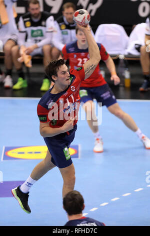 Amburgo, Germania. Il 25 gennaio 2019. Magnus asta (Norvegia) durante la IHF Uomini del Campionato del Mondo 2019, semi finale pallamano match tra la Germania e la Norvegia il 25 gennaio 2019 a Barclaycard Arena di Amburgo, Germania - Photo Laurent Lairys / MAXPPP Credito: Laurent Lairys/Agence Locevaphotos/Alamy Live News Foto Stock