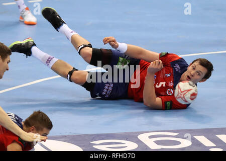 Amburgo, Germania. Il 25 gennaio 2019. Sander Sagosen (Norvegia) durante la IHF Uomini del Campionato del Mondo 2019, semi finale pallamano match tra la Germania e la Norvegia il 25 gennaio 2019 a Barclaycard Arena di Amburgo, Germania - Photo Laurent Lairys / MAXPPP Credito: Laurent Lairys/Agence Locevaphotos/Alamy Live News Foto Stock