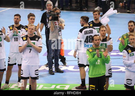 Amburgo, Germania. Il 25 gennaio 2019. Team Germany durante la IHF Uomini del Campionato del Mondo 2019, semi finale pallamano match tra la Germania e la Norvegia il 25 gennaio 2019 a Barclaycard Arena di Amburgo, Germania - Photo Laurent Lairys / MAXPPP Credito: Laurent Lairys/Agence Locevaphotos/Alamy Live News Foto Stock