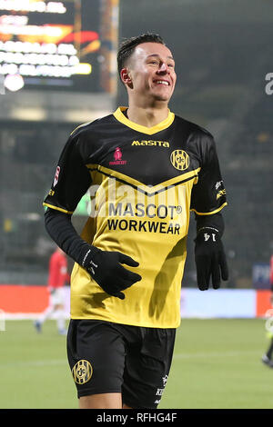 KERKRADE, Paesi Bassi, 25-01-2019, calcio, olandese Keuken Kampioen Divisie, Roda JC -jong AZ, Limburg Stadium, stagione 2018-2019, Roda JC Kerkrade player Mario Engels celebra il traguardo Foto Stock