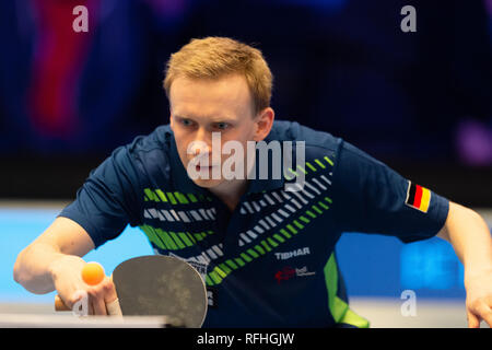 Londra, Regno Unito. 26 gen, 2019. Durante Betvictor nel Campionato del Mondo di Ping Pong - 2019 Torneo di Alexander Palace il Sabato, 26 gennaio 2019. Londra Inghilterra. (Solo uso editoriale, è richiesta una licenza per uso commerciale. Nessun uso in scommesse, giochi o un singolo giocatore/club/league pubblicazioni.) Credito: Taka G Wu/Alamy News Credito: Taka Wu/Alamy Live News Foto Stock