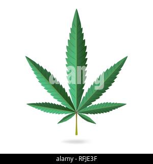 Il verde di canapa, di Cannabis leaf icon isolati su sfondo bianco Illustrazione Vettoriale