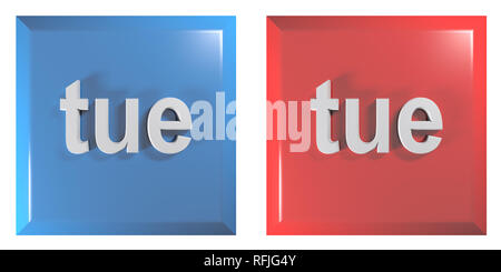 Blu e rosso giovane di quadri di pulsanti martedì - 3D rendering immagine Foto Stock