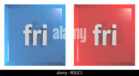 Blu e rosso giovane di quadri di pulsanti venerdì - 3D rendering immagine Foto Stock