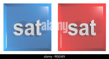 Blu e rosso giovane di quadri di pulsanti sabato - 3D rendering immagine Foto Stock