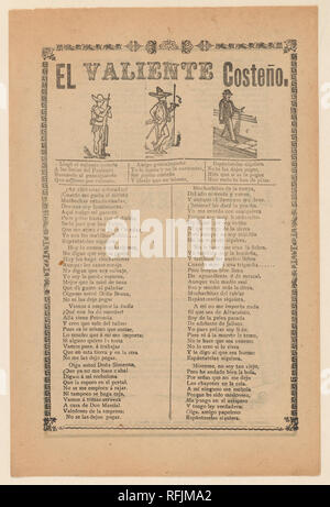 Fiancata circa un uomo coraggioso dalla costa occidentale del Messico, che è illustrato a piedi giù per una strada che indossa un sombrero. Artista: José Guadalupe Posada (Messicano, 1851-1913). Dimensioni: foglio: 11 13/16 × 8 3/16 in. (30 × 20,8 cm). Editore: Antonio Vanegas Arroyo (1850-1917, Messicana). Data: ca. 1899. Museo: Metropolitan Museum of Art di New York, Stati Uniti d'America. Foto Stock