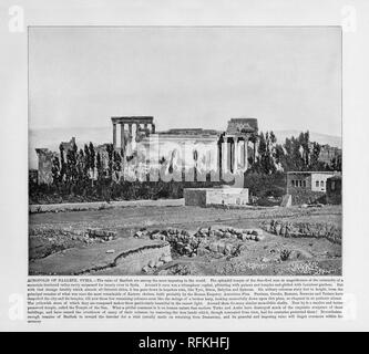 Acropoli di Baalbek, Siria, antichi fotografia siriano, 1893 Foto Stock