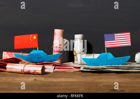 Concorrenza commerciale Cina-Usa e confronto Foto Stock