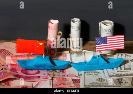 Concorrenza commerciale Cina-Usa e confronto Foto Stock