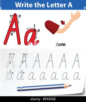 Lettera di un alfabeto di tastatura fogli di lavoro illustrazione Illustrazione Vettoriale