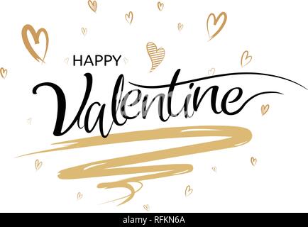 Felice il giorno di San Valentino la calligrafia con arte stile Brush, illustrazione vettoriale del disegno a mano design lettering. Illustrazione Vettoriale