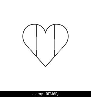 Verticale paese triband bandiera icona a forma di cuore, nel contorno nero design piatto. Giorno di indipendenza o giornata nazionale il concetto di vacanza. Illustrazione Vettoriale