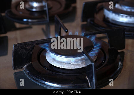 Anello di gas sul fornello Foto Stock