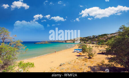 Spiaggia di Kalathas, Creta, Grecia. Kalatha è una delle migliori spiagge di Creta Foto Stock