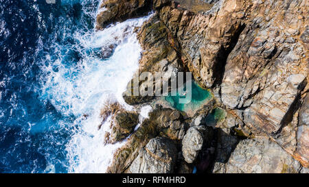 Piscines Naturelles, piscina naturale, Grand Fond, molto angolo nord-est di San Bartolomeo o St Barths o St Barts, Mar dei Caraibi Foto Stock