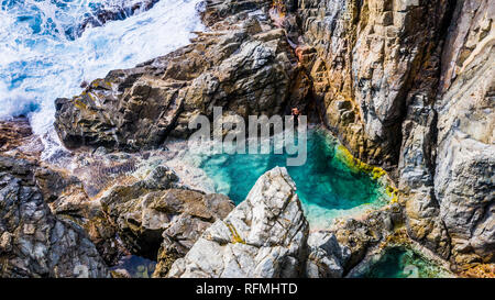 Piscines Naturelles, piscina naturale, Grand Fond, molto angolo nord-est di San Bartolomeo o St Barths o St Barts, Mar dei Caraibi Foto Stock