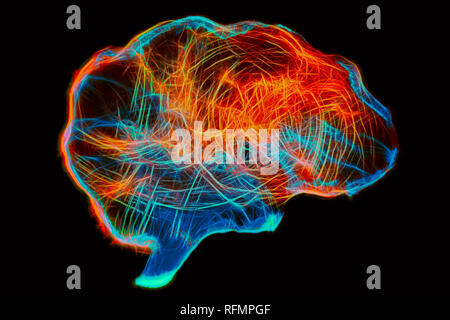 Rappresentazione del cervello umano mediante luce tecnica di pittura Foto Stock