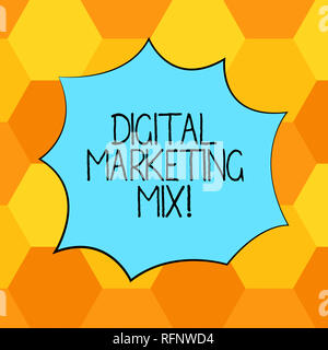 Testo della scrittura Digital Marketing mix. Concetto significato insieme di azioni per promuovere il marchio sul mercato Blank esplosione di colori Blast urlare discorso bolla Foto Stock