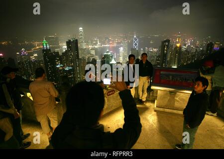 Punto di vista su Hong Kong Island. Il Picco, Honkong, Cina Foto Stock