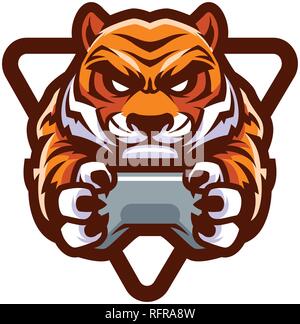 Tiger mascotte del giocatore Illustrazione Vettoriale